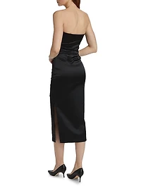 Keiky Satin Ruched Cocktail Dress