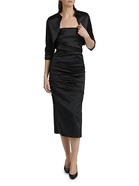 Keiky Satin Ruched Cocktail Dress