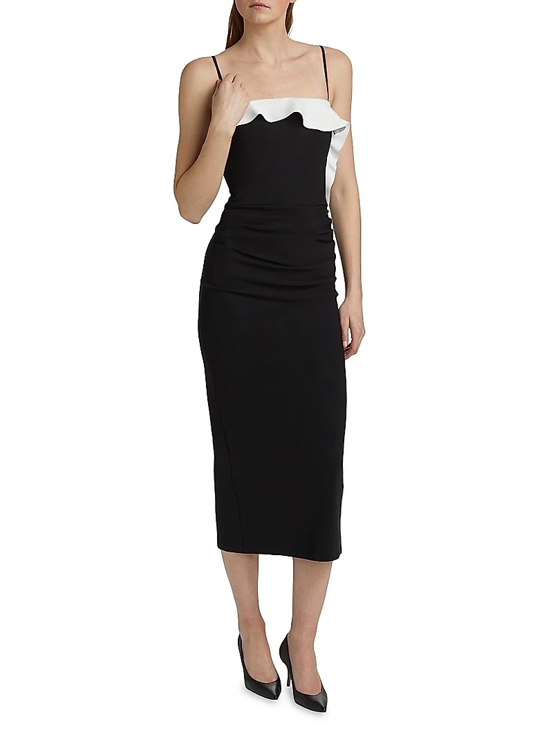 Haruna Ruffle Sheath Midi-Dress