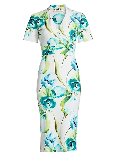 Shihi Floral Belted Cocktail Dress