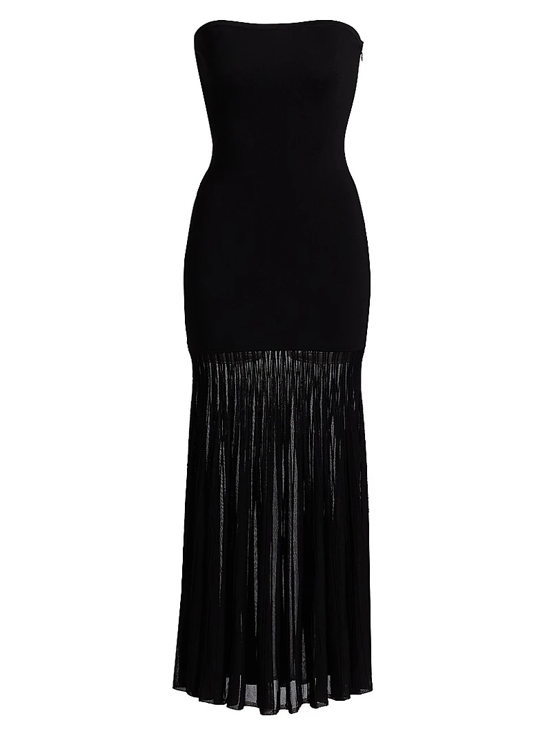 Semi-Sheer Strapless Maxi Dress