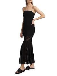 Semi-Sheer Strapless Maxi Dress