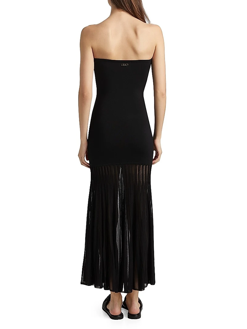 Semi-Sheer Strapless Maxi Dress