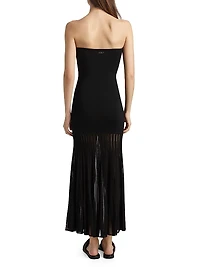 Semi-Sheer Strapless Maxi Dress