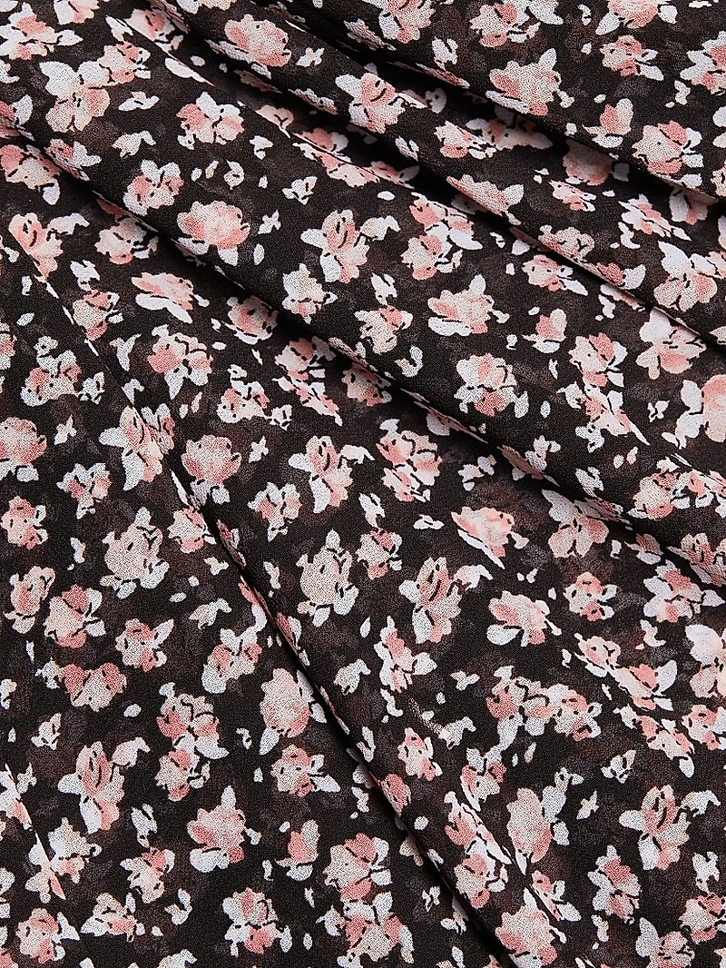 Floral Chiffon Tie-Front V-Neck Blouse