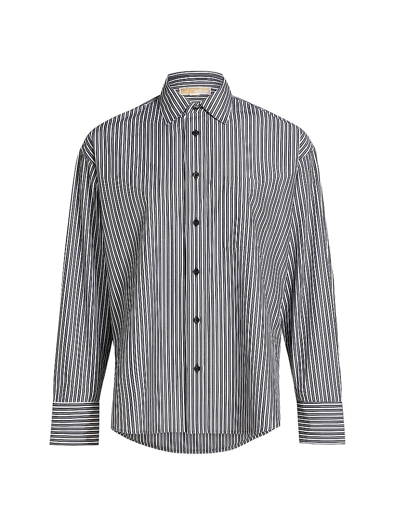 Striped Cotton Poplin Button-Front Shirt