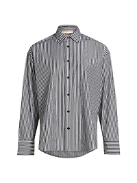 Striped Cotton Poplin Button-Front Shirt