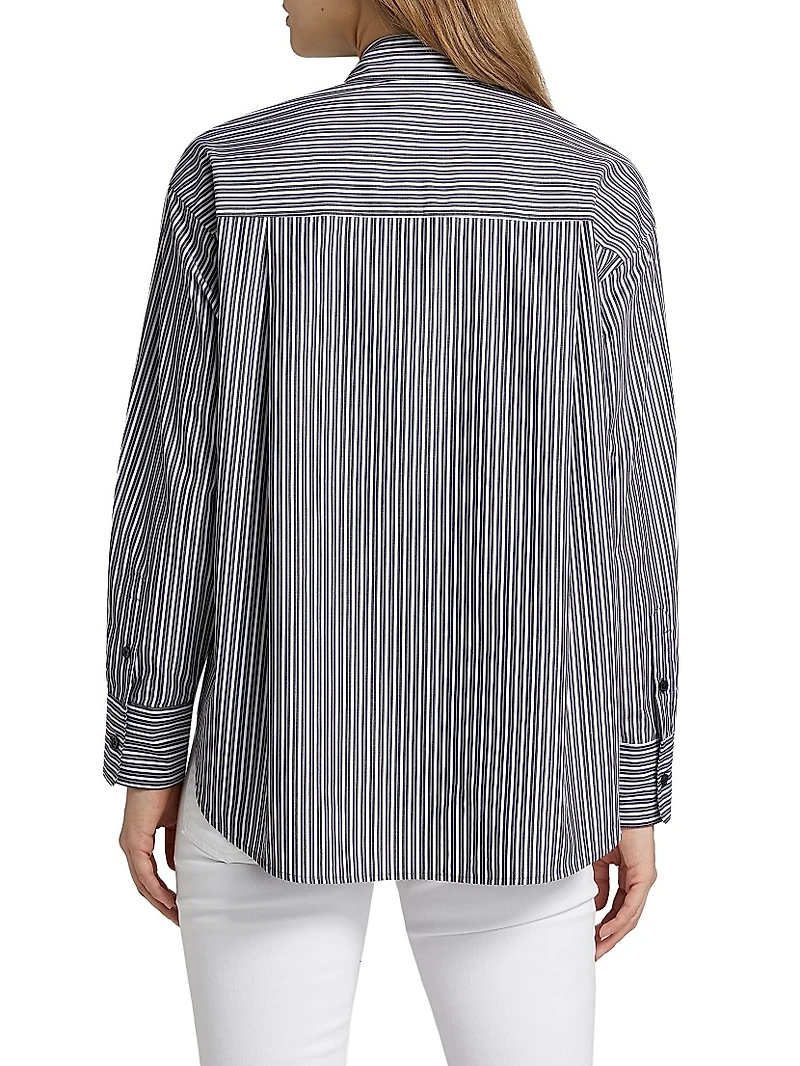 Striped Cotton Poplin Button-Front Shirt