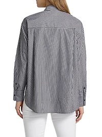Striped Cotton Poplin Button-Front Shirt
