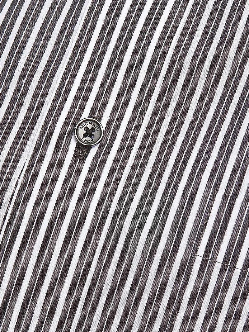 Striped Cotton Poplin Button-Front Shirt