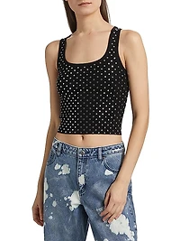 Studded Rib-Knit Crop Tank