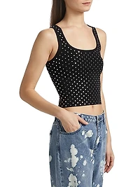 Studded Rib-Knit Crop Tank