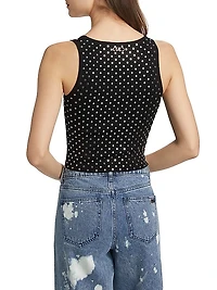 Studded Rib-Knit Crop Tank
