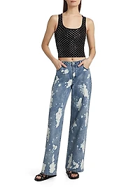 Studded Rib-Knit Crop Tank