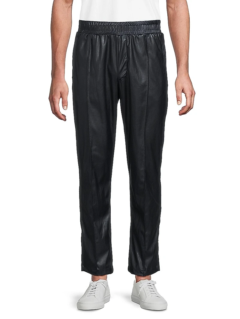 Owen Faux Leather Drawstring Track Pants