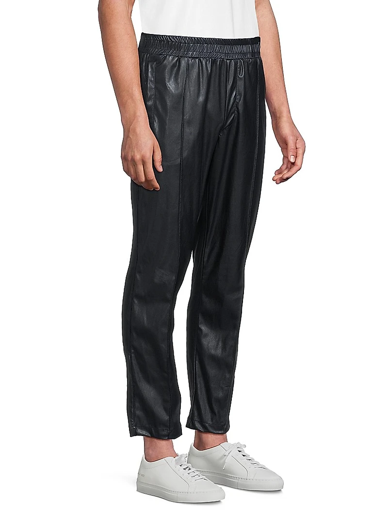 Owen Faux Leather Drawstring Track Pants