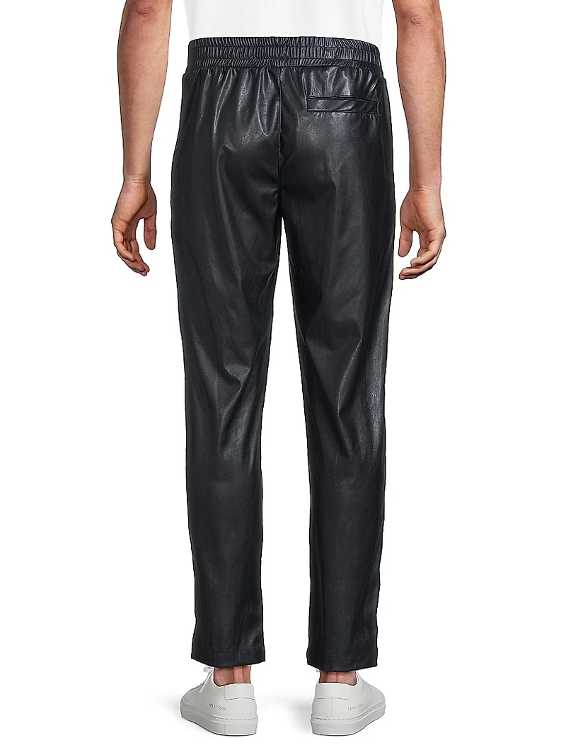 Owen Faux Leather Drawstring Track Pants