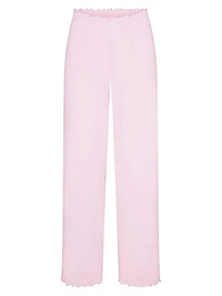 Logo Pointelle Straight Leg Pants