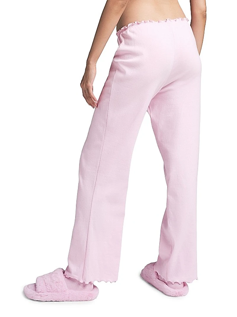 Logo Pointelle Straight Leg Pants