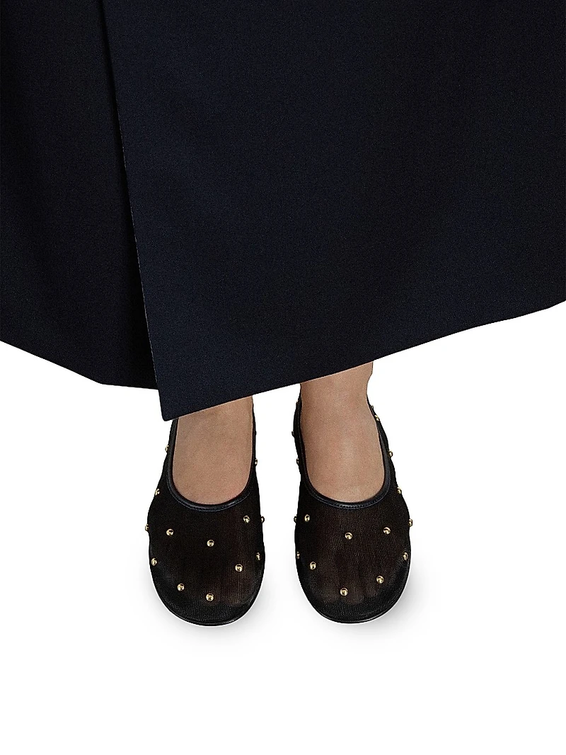 Balla Studded Mesh Ballet Flats
