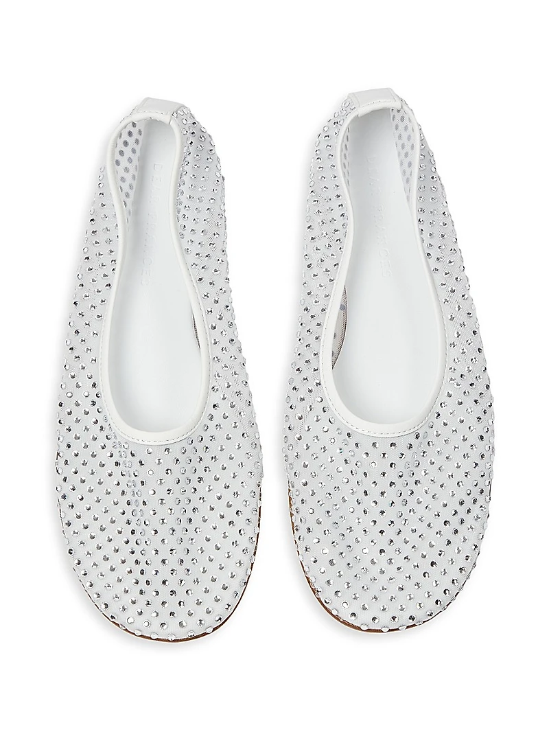 Balla Crystal-Embellished Mesh Flats