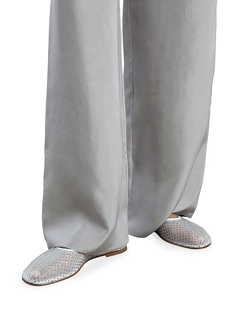 Balla Crystal-Embellished Mesh Flats