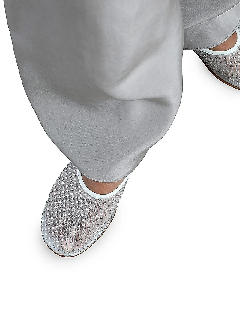Balla Crystal-Embellished Mesh Flats