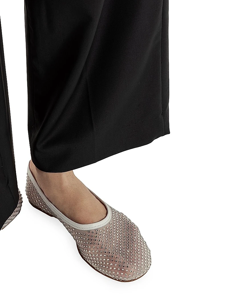 Balla Crystal-Embellished Mesh Flats