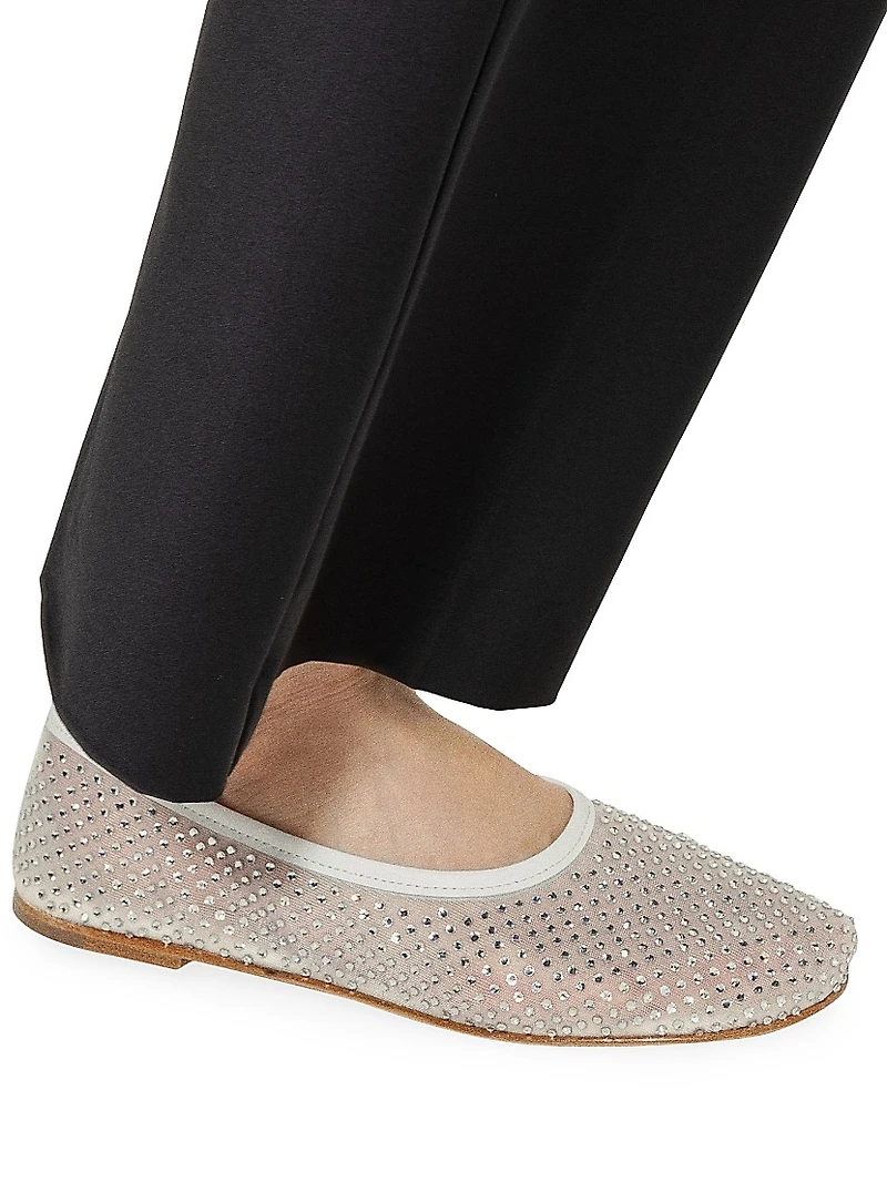 Balla Crystal-Embellished Mesh Flats
