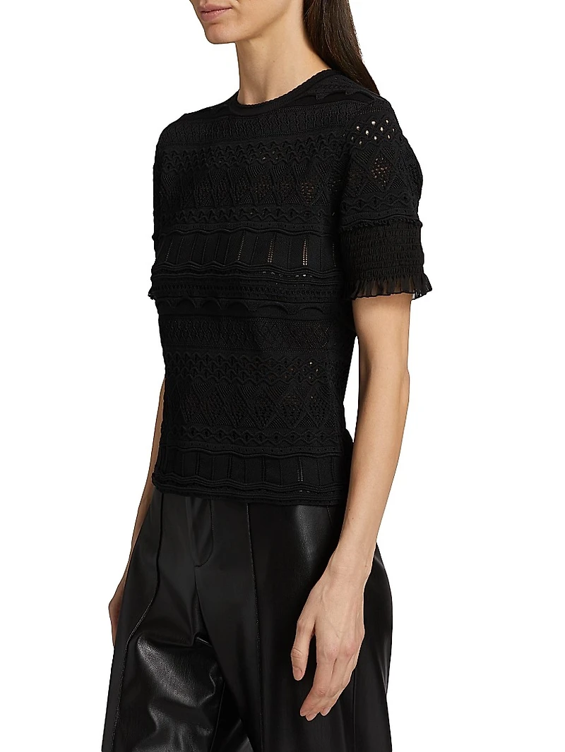 Smocked Pointelle Top