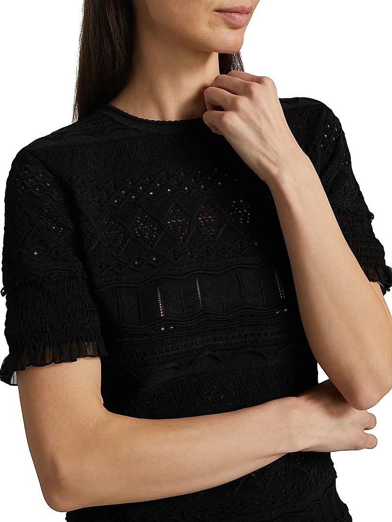 Smocked Pointelle Top