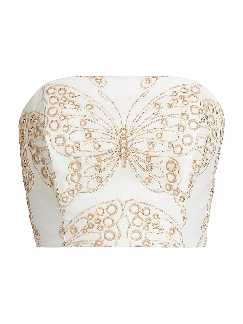 Butterfly Eyelet Strapless Top