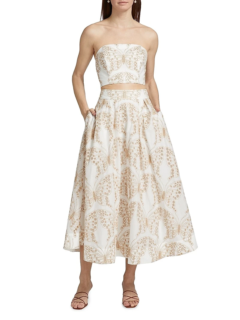 Butterfly Eyelet Strapless Top