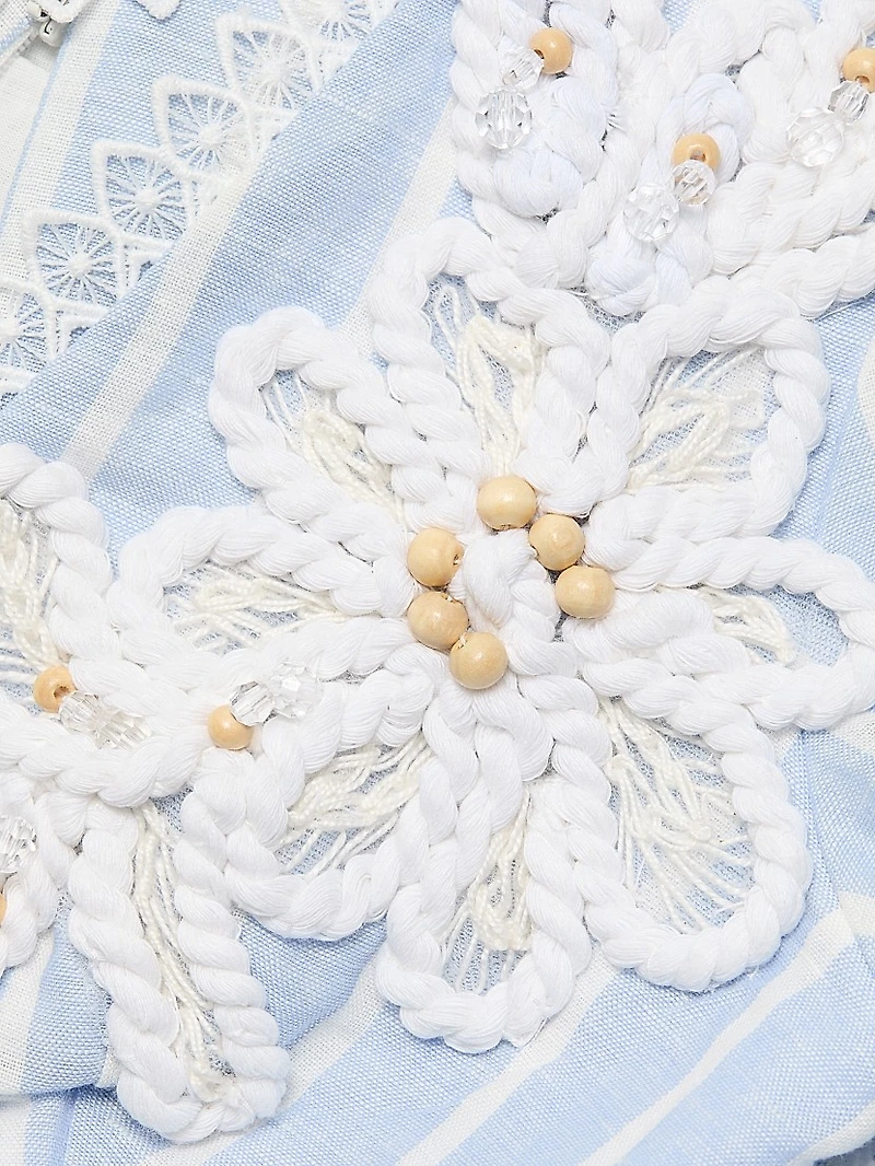 Marine Striped Lace-Trimmed Minidress