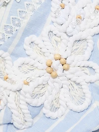 Marine Striped Lace-Trimmed Minidress