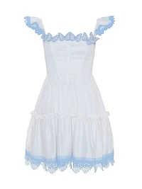 Cotton Poplin Flutter-Sleeve A-Line Minidress