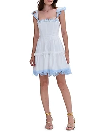 Cotton Poplin Flutter-Sleeve A-Line Minidress