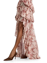 Sunset Floral Ruffle Maxi Dress