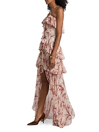 Sunset Floral Ruffle Maxi Dress