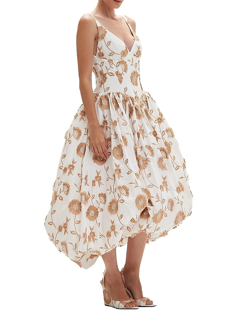 Bothanical Poplin Floral Cotton Midi-Dress