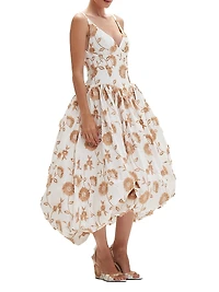 Bothanical Poplin Floral Cotton Midi-Dress