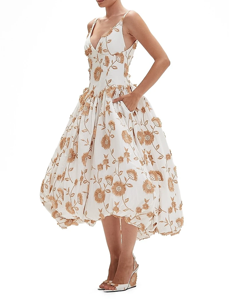 Bothanical Poplin Floral Cotton Midi-Dress