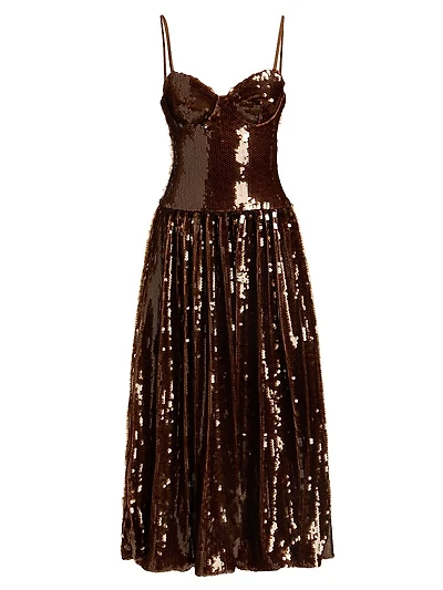 Sequined Molded Midi-Dress