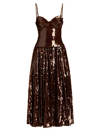 Sequined Molded Midi-Dress