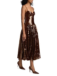 Sequined Molded Midi-Dress