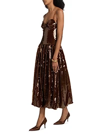 Sequined Molded Midi-Dress