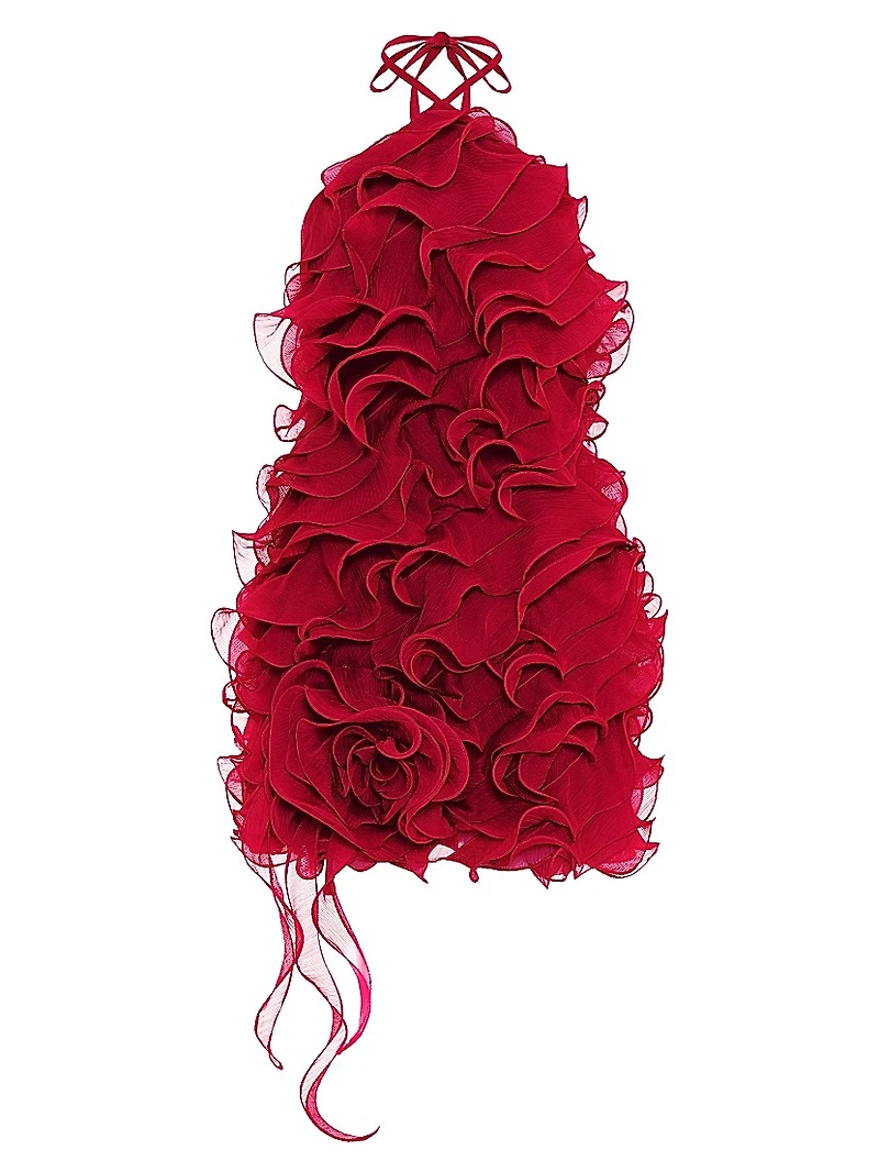 Ruffle Silk Halterneck Minidress