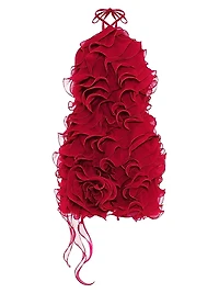 Ruffle Silk Halterneck Minidress