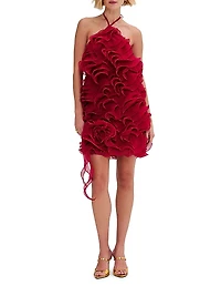 Ruffle Silk Halterneck Minidress