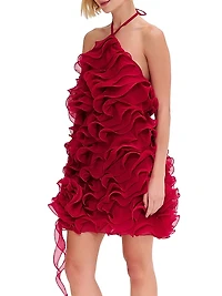 Ruffle Silk Halterneck Minidress